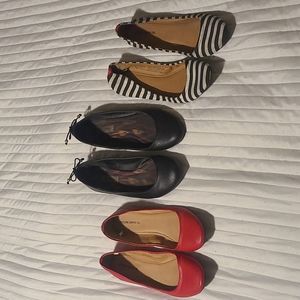 3 pairs of ballet flats